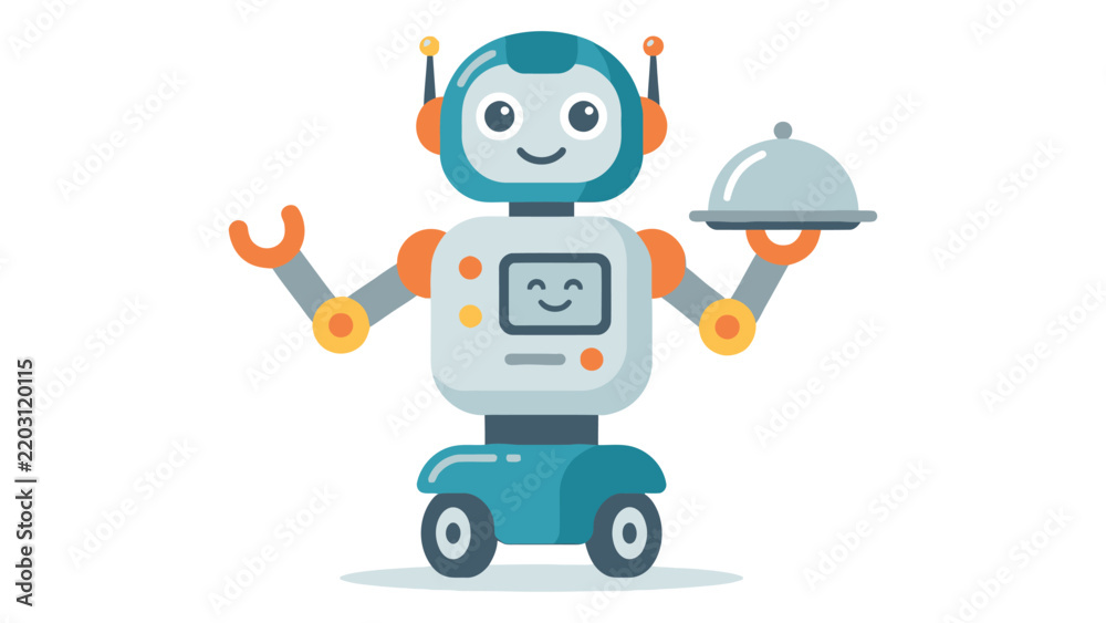 Fototapeta premium Robot Serving Food with Tray