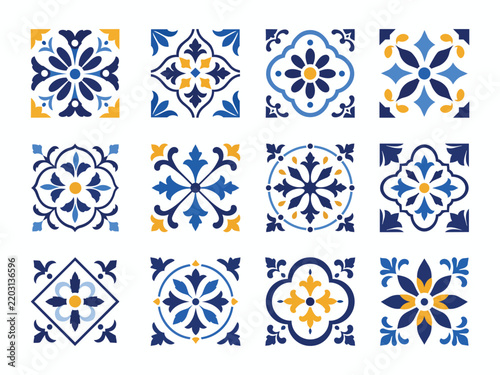 set of four abstract geometric shapes