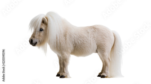 Konstfotografi Isolated cream-colored miniature horse standing elegantly with long flowing mane