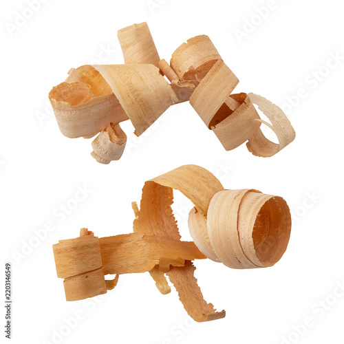 Set of abstract wood shavings sawdust isolated on transparent background