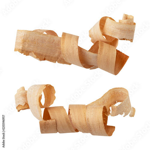 Set of abstract wood shavings sawdust isolated on transparent background