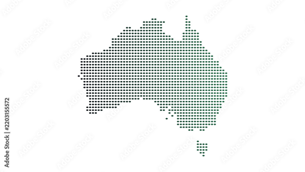 Obraz premium Australia Map Made of Green Dot Pattern on White Background