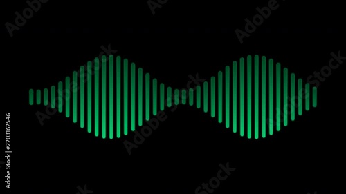 Dynamic Green Sound Wave Visualizations on Black Background.