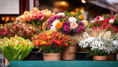vibrant flower stall displaying fresh blooms daily