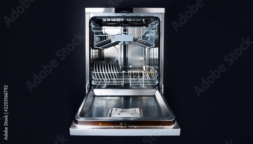 a spotless stainless steel dishwasher viewed from the inside