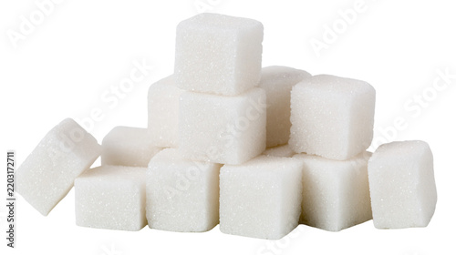 Canvastavla Isolated pile of white sugar cubes, essential ingredient for sweetening food and drinks