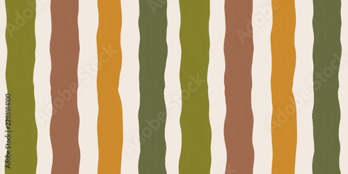 Retro Vertical Wavy Stripes Seamless Pattern in Olive, Mustard and Brown