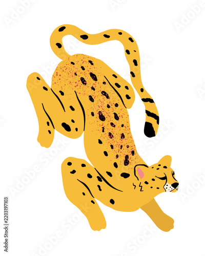 Dynamic Spotted Leopard Jumping Illustration Isolated