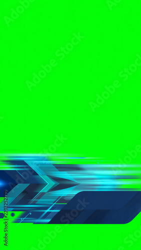 Abstract geometric lower third graphic with sliding motion animation on a solid green screen background for video overlay