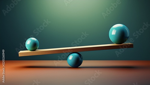 seesaw with spheres showing leverage and balance