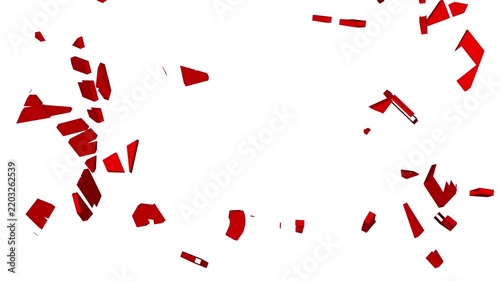 The writing 'waste' shattered into pieces. A 3D motion graphic animation featuring the word 