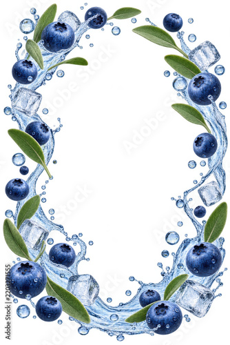 Premium Blueberry Sage Water Advertising Frame on Transparent Background