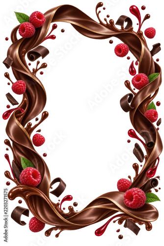 Premium Cocoa Raspberry Silk Advertising Frame on Transparent Background
