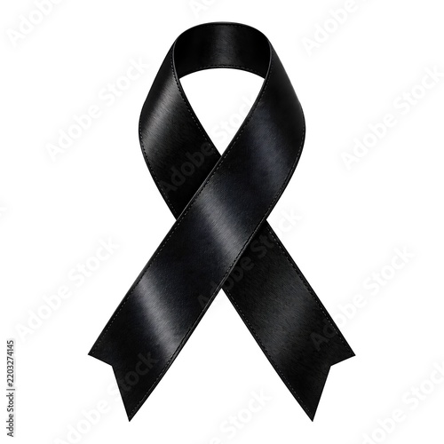 Black Satin Awareness Ribbon on white background