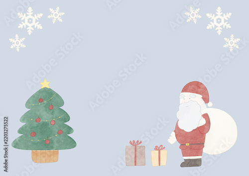 かわいいクリスマスのフレームイラスト 水彩風