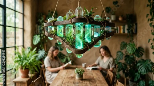 Innovative Indoor Garden with Hydroponic Plant Growth System.