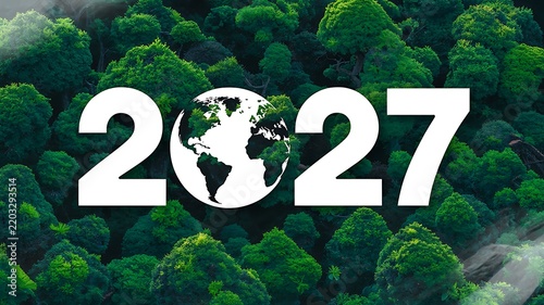 2027 Earth Year Icon with Forest Background