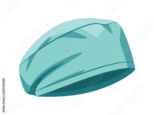 Teal medical scrub cap vector illustration for hospital hygiene and surgical uniform concept isolated on white background