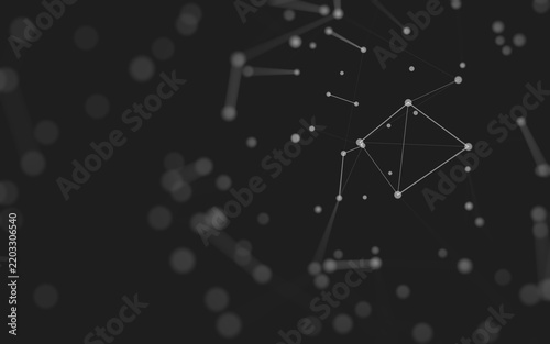 Abstract background. Molecules technology with polygonal shapes, connecting dots and lines. Connection structure. Big data visualization.