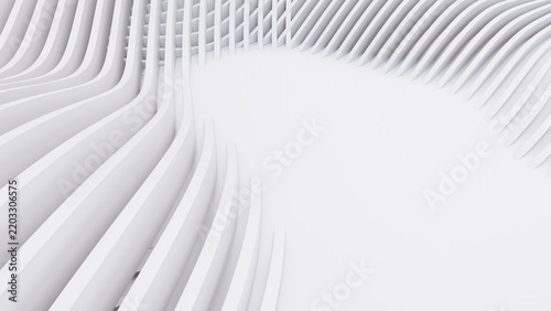 Abstract Curved Shapes. White Circular Background.