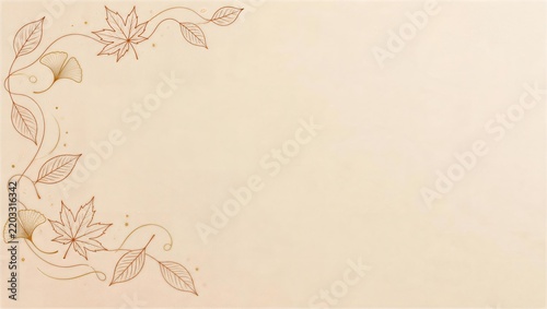 Obraz w ramie 葉を一筆線で描いたシンプルな秋背景