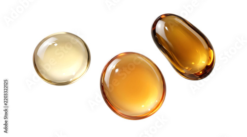 Three oil drops isolated on transparent background