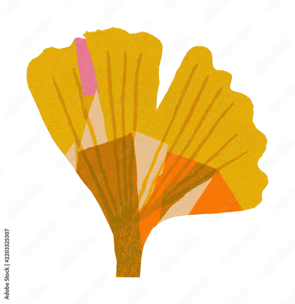 Obraz premium PNG Abstract ginkgo leaf illustration with vibrant colors.