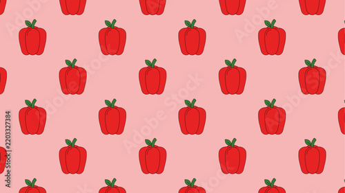 Seamless Pattern of Vibrant Red Bell Peppers.