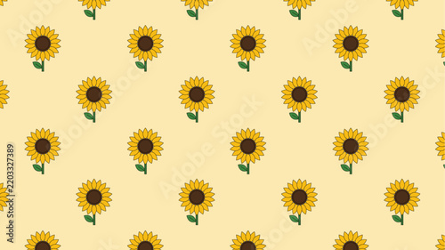 Vibrant Sunflower Pattern Seamless Repeating Floral Design.