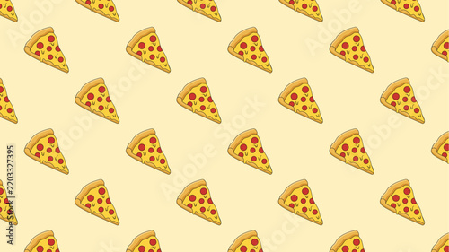 Delicious Pepperoni Pizza Slices Pattern Background.