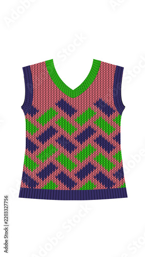 Diseño de chaleco con cuello en V y manga sisa.