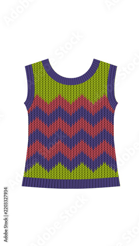 Diseño de blusas tejidas con cuello  redondo y manga sisa.