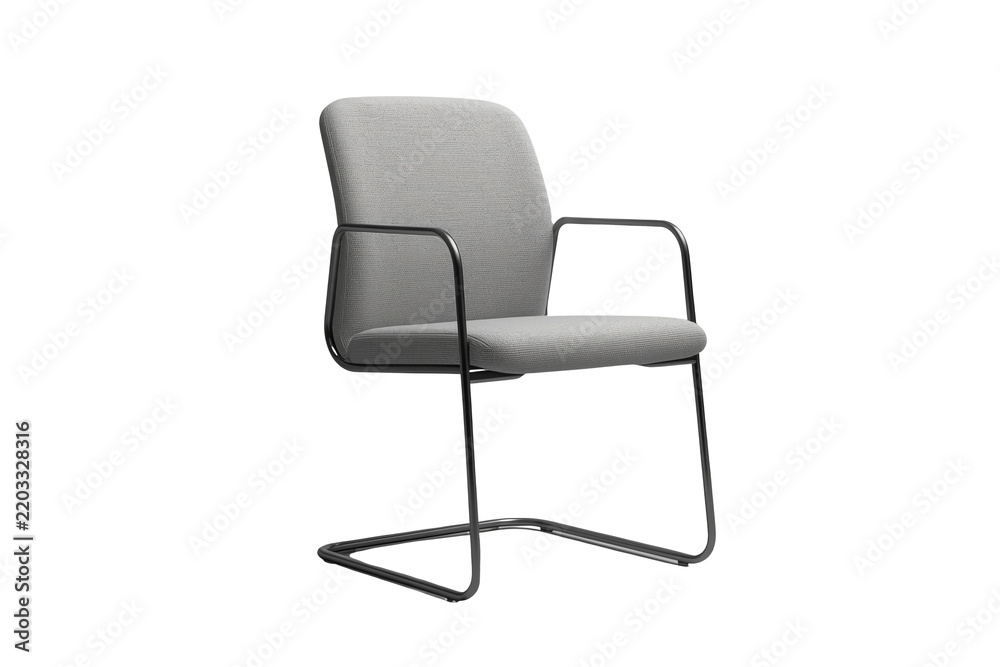Fototapeta premium Gray cantilever visitor chair object isolated on transparent background