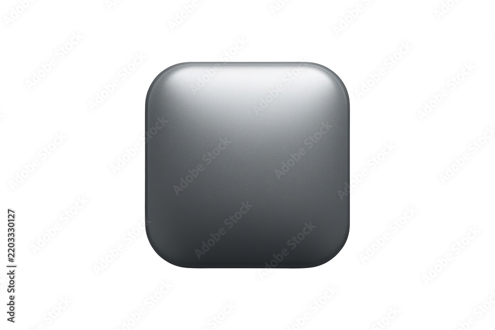 Obraz premium Glossy black rounded square button isolated on transparent background
