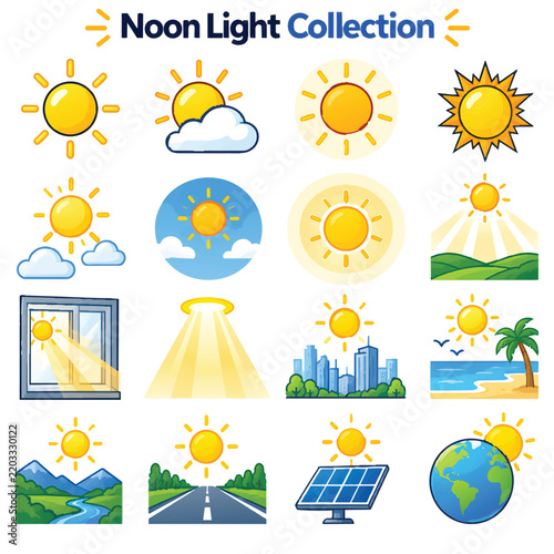 Bright Midday Sun Rays and Harsh Sunlight Overlays in Noon Light Collection