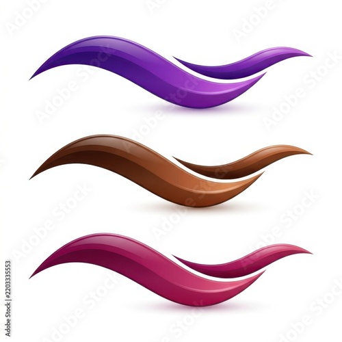 Smooth stylish wave design in vibrant purple, brown and pink colors isolated on white background