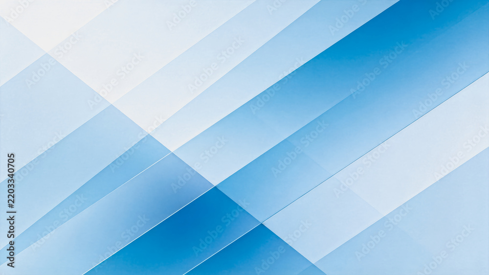 Fototapeta premium A modern abstract background with overlapping light blue diagonal geometric shapes in soft gradients, suitable for professional digital designs.