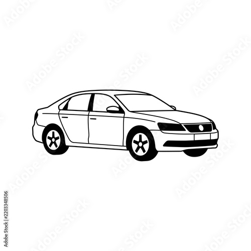 Simple line drawing of a sedan car side view