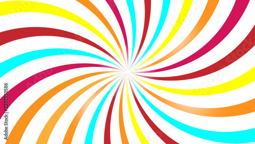 Colorful swirling sunburst rays abstract background pattern vector illustration