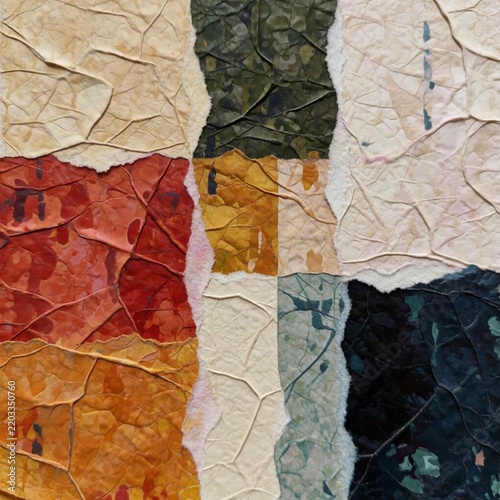 Crumpled textured paper squares in warm earth tones for creative backgrounds
