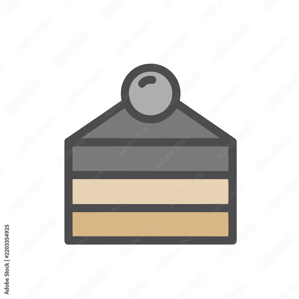 Fototapeta premium Slice of cake with cherry icon