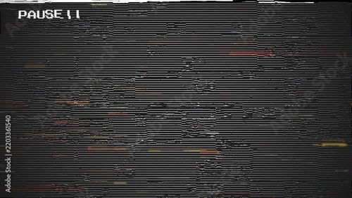 Vintage vhs pause screen  Crt VHS PAUSE static noise  television analog with glitch distortion 4k video