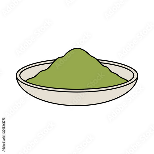A small bowl filled with vibrant green matcha powder, ready to be whisked into a delicious beverage