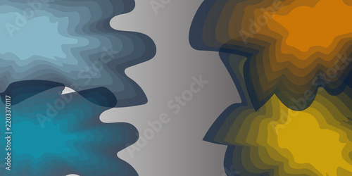 Abstract Shapes Design with Layered Curves, Gradient Colors, and Organic Forms Featuring Modern, Illustration