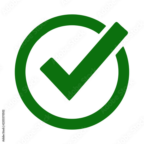 A green checkmark icon inside a circle isolated on white transparent background