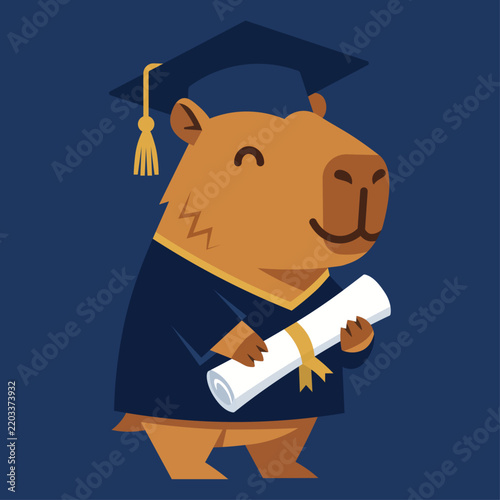 Capybara graduates for course completion and web banners