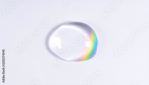 transparent iridescent glass sphere with colorful rainbow light reflections and glow
