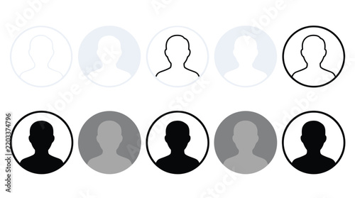 Minimalist vector icons of diverse family and friends silhouettes for greeting cards, social media posts, or branding