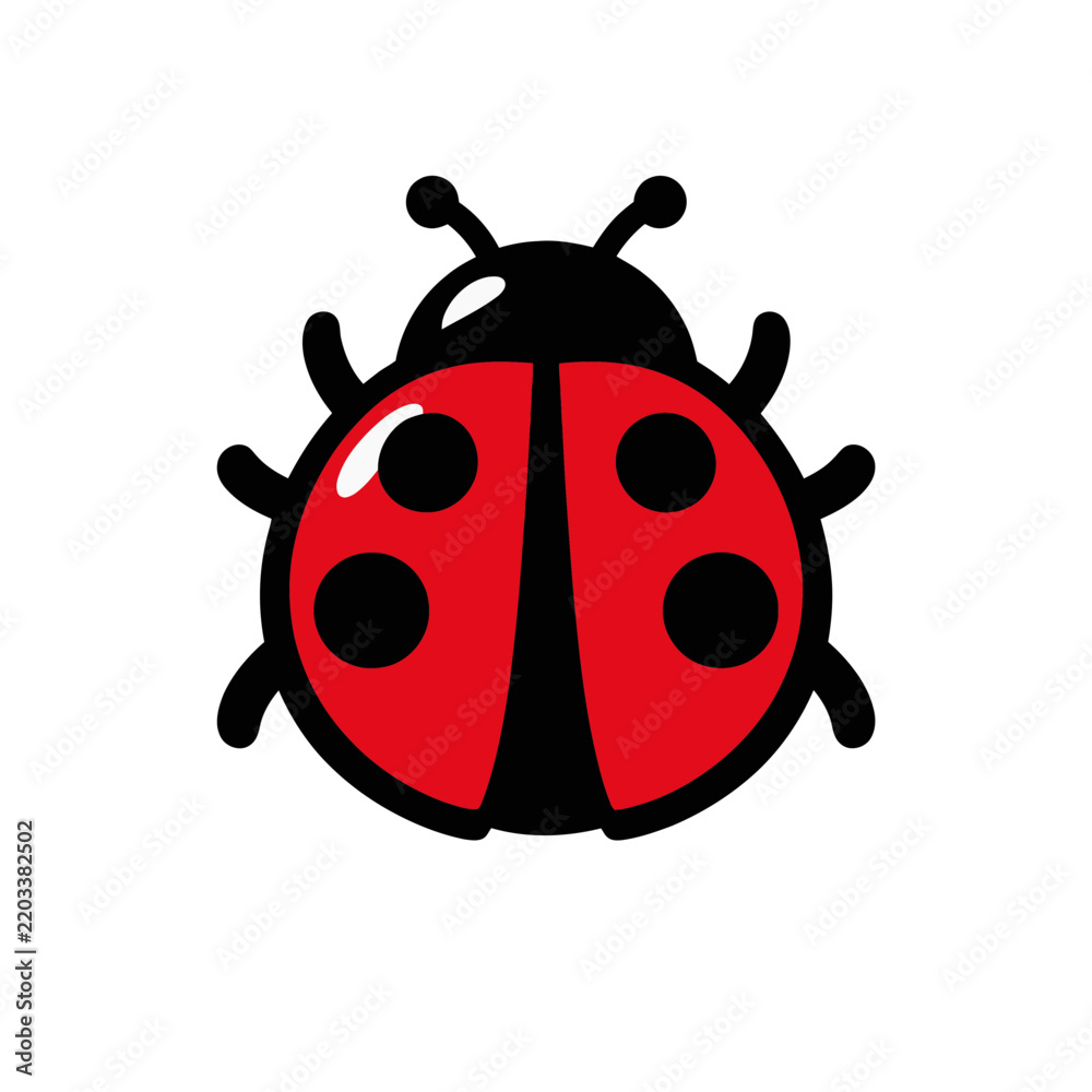 Fototapeta premium Red Ladybug Insect Vector Illustration Flat Mascot Logo Design