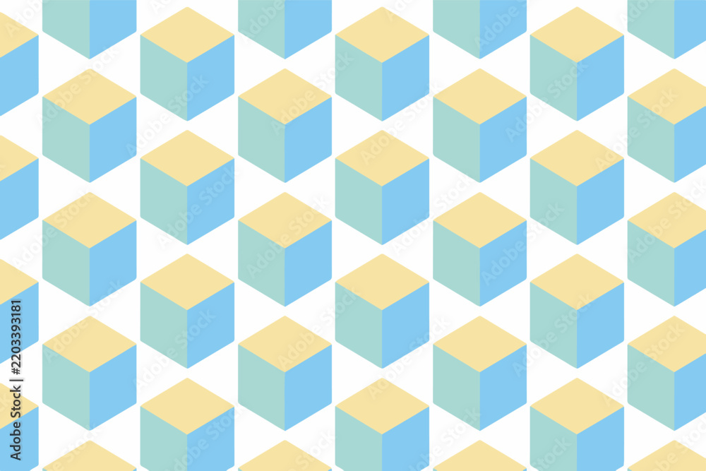 Obraz premium Pastel Isometric Cube Geometric Seamless Pattern Background
